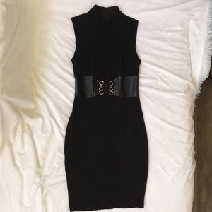 Bebe mock neck corset detailed pencil dress